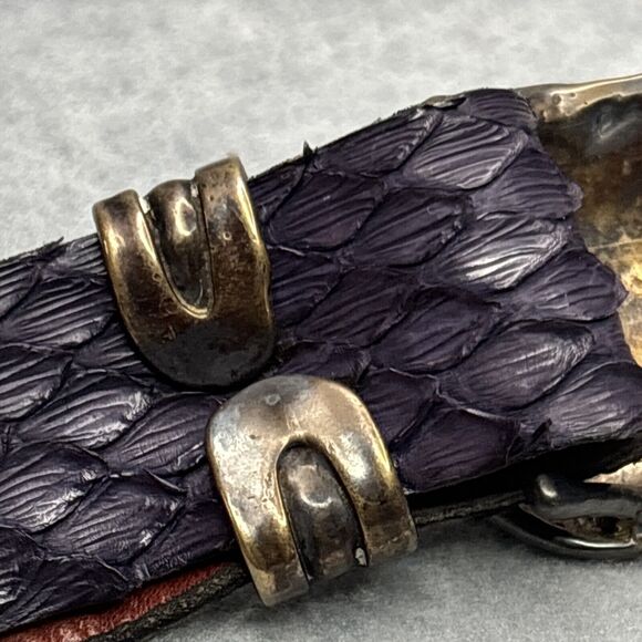 Brutalist Belt Buckle Colin Wilking Snake Asymmetrical Purple Dragon Vintage 70s - Picture 6 of 16